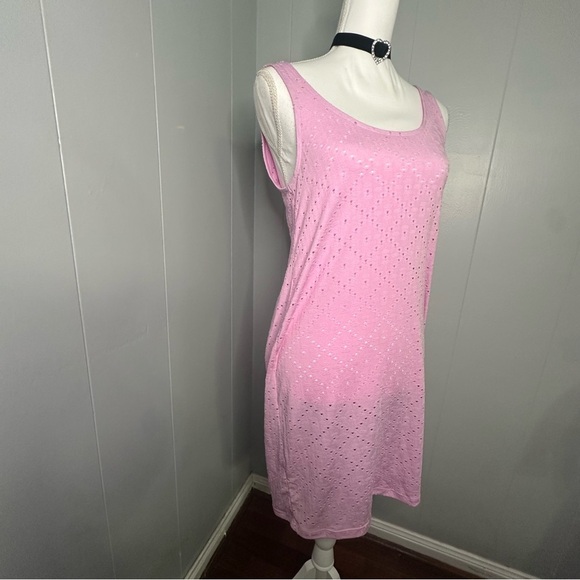 Vero Moda Pink Eyelet Midi Beach Dress NWT Size Small Balletcore - Picture 3 of 8